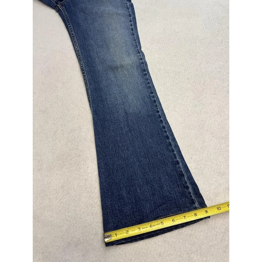 Allen B. By Allen Schwartz Jeans Womens 30 Blue Mid Rise Wide Leg Rhinestone - Picture 9 of 13